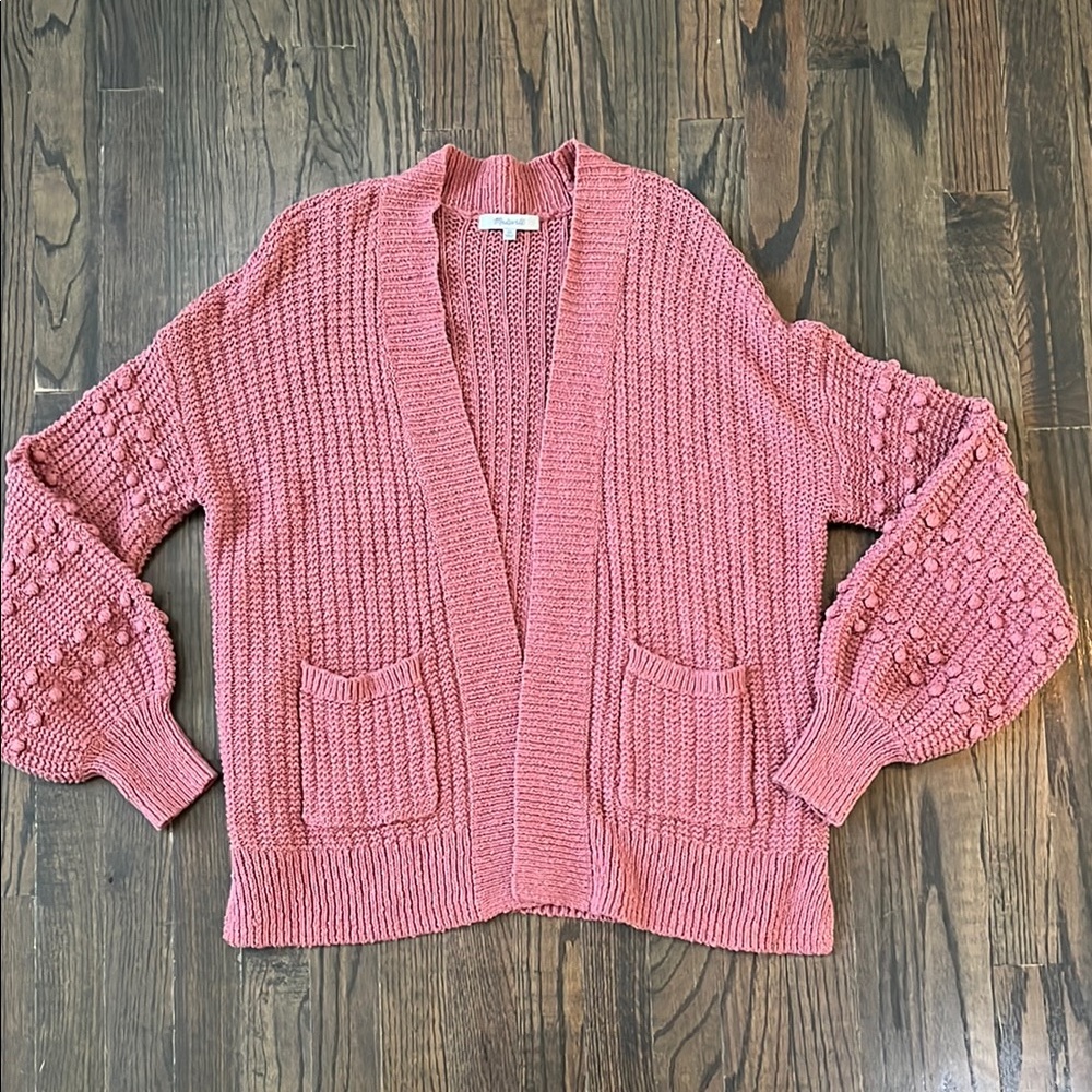 Madewell Pink Textured Open Cardigan